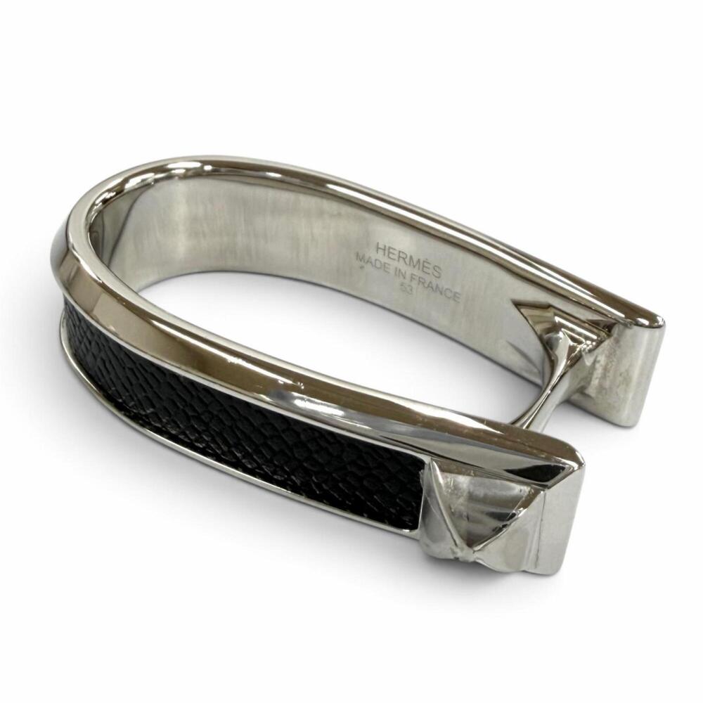 HERMES Silver Leather Ring